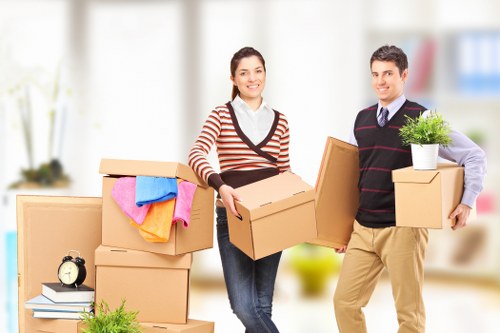 Removalists handling household items in Kingston suburb