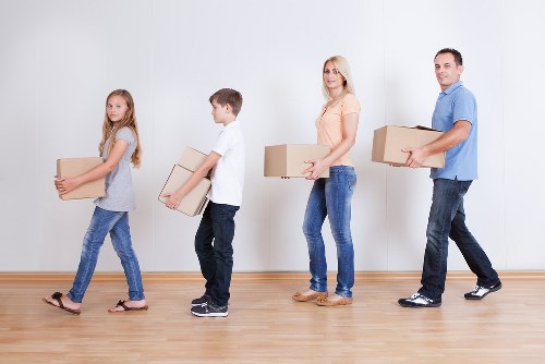 Packed moving boxes prepared for a Kingston flat move